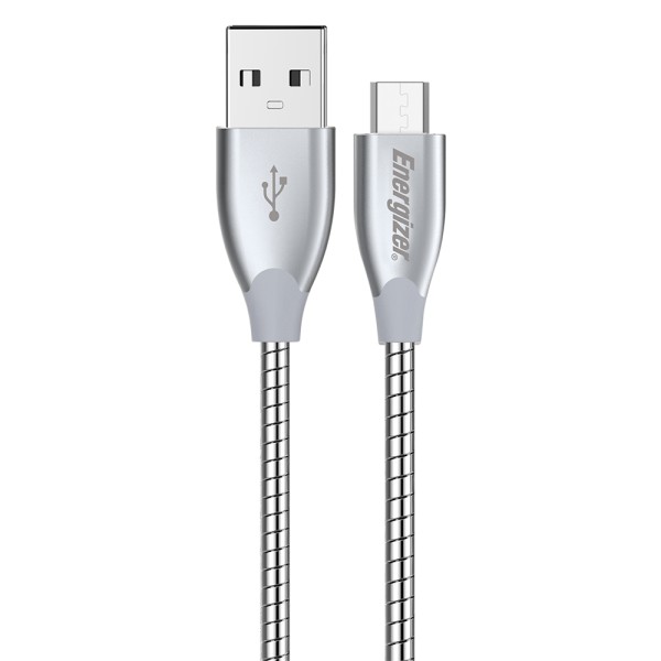 Energizer Cablu Date MicroUSB, Metalic Zinc - Otel, 1.2 m, Argintiu